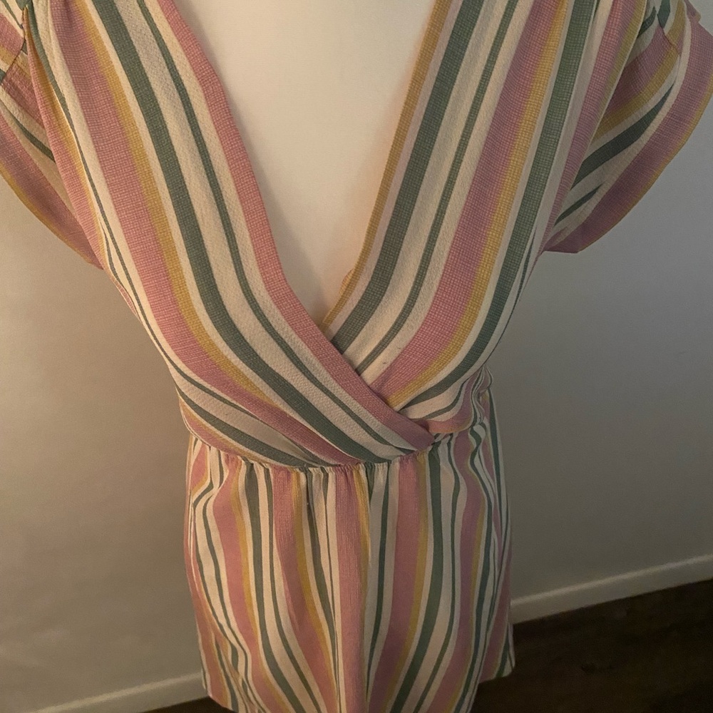 Striped Casual Dress Waist Tie